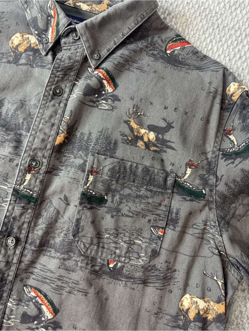 Croft&Barrow Outdoor Fishing Hunting Button Down Sz L Grey